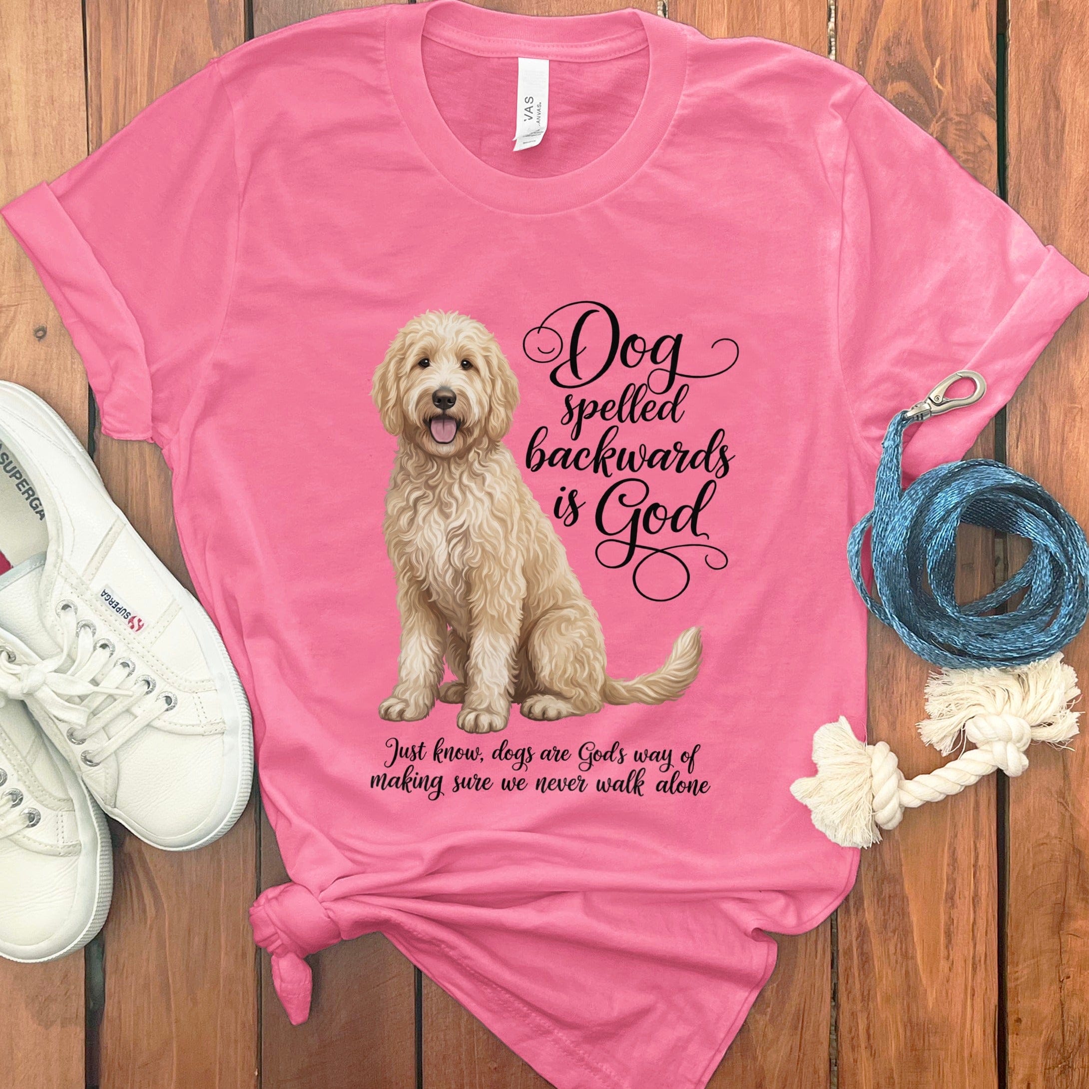 Cream Doodle God T-Shirt in Charity Pink / S by Puppy Jo