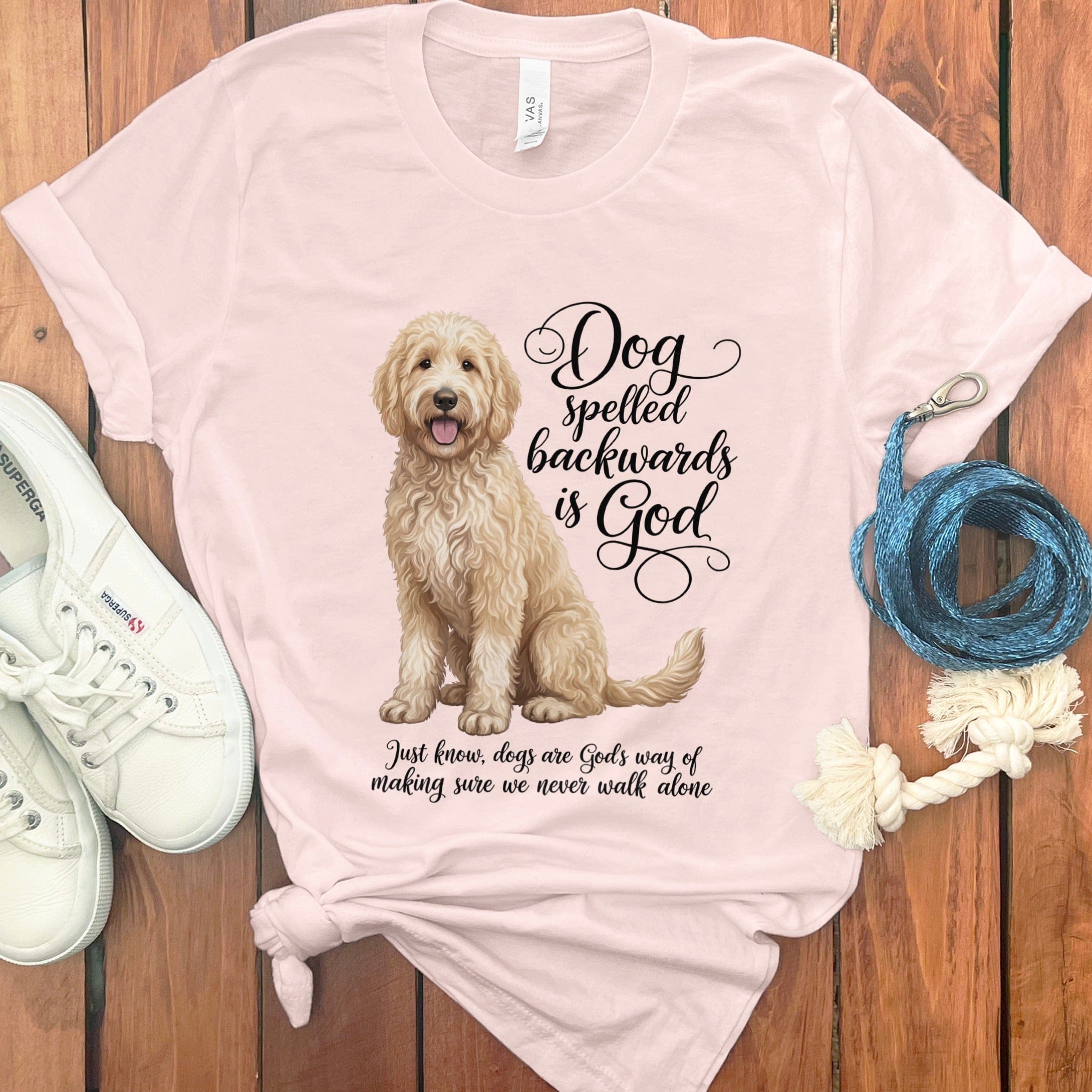 Cream Doodle God T-Shirt in Soft Pink / S by Puppy Jo