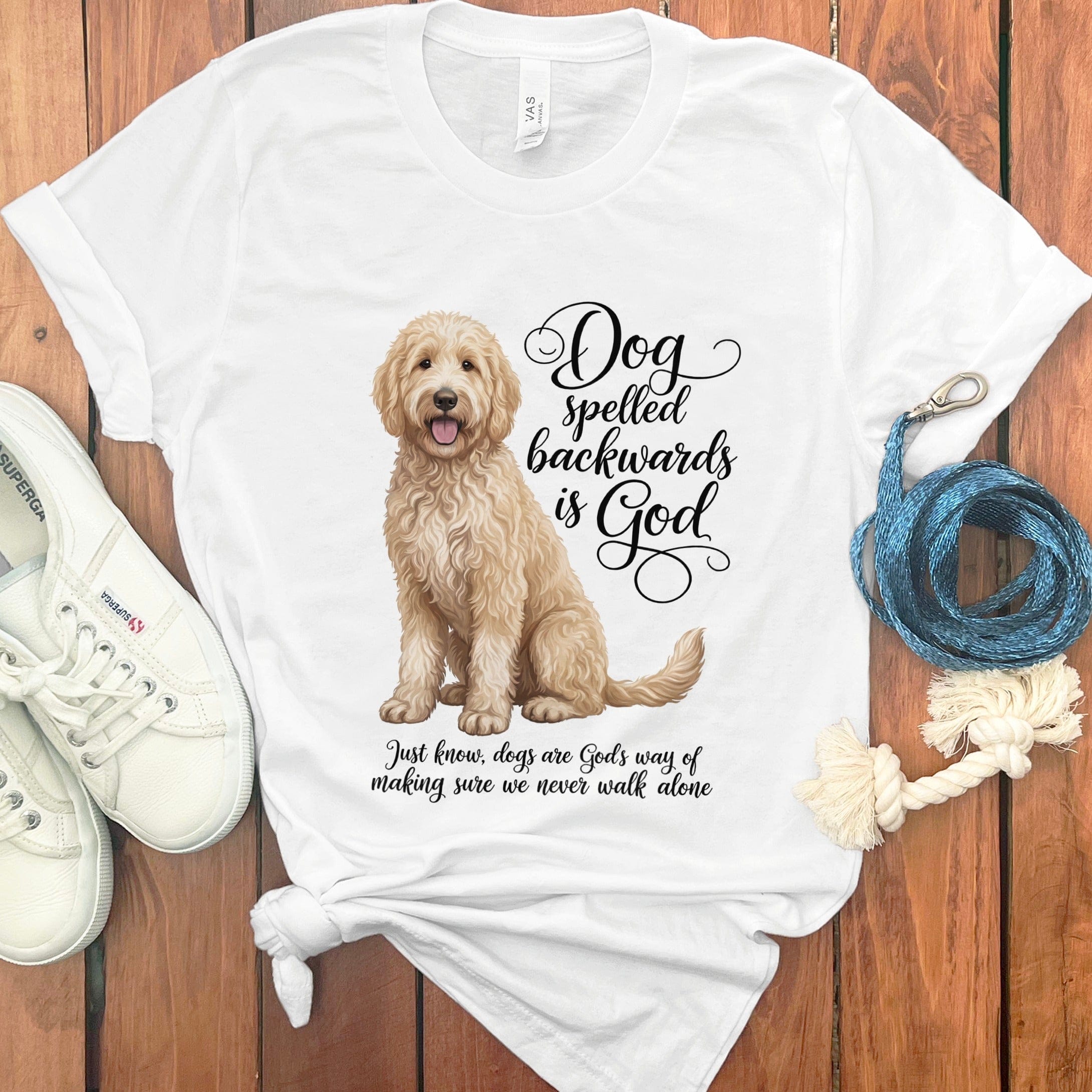 Cream Doodle God T-Shirt in White / S by Puppy Jo