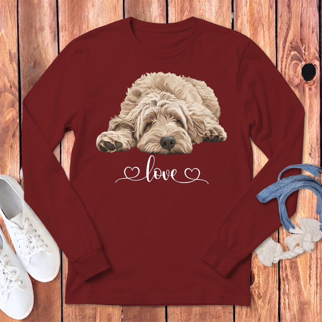 Cream Doodle Heart Long Sleeve T-Shirt in Cardinal / S by Puppy Jo
