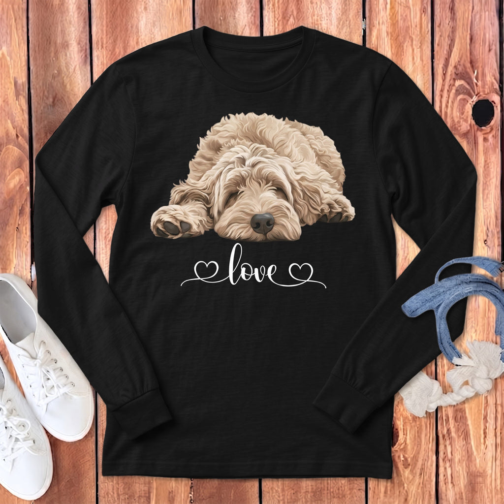 Cream Doodle Heart Long Sleeve T-Shirt in Dark Grey Heather / S by Puppy Jo