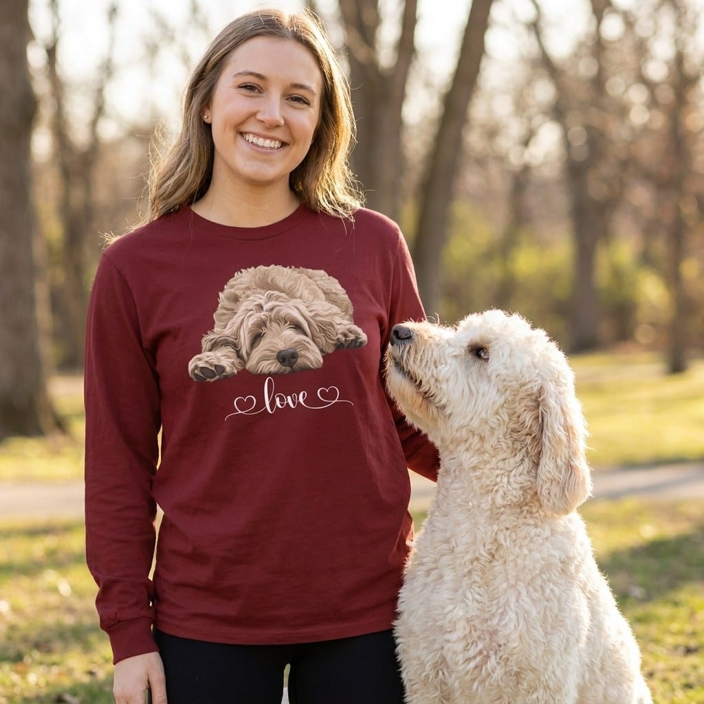 Cream Doodle Heart Long Sleeve T-Shirt in by Puppy Jo