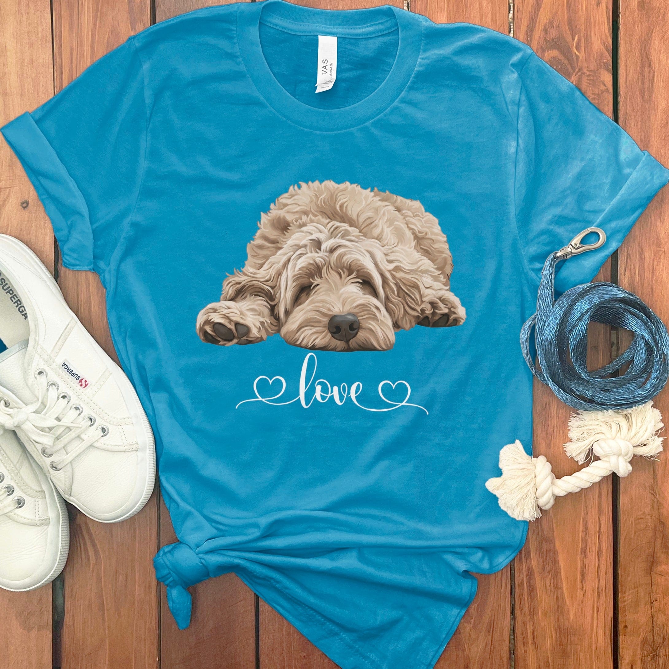 Cream Doodle Heart T-Shirt in Aqua / M by Puppy Jo