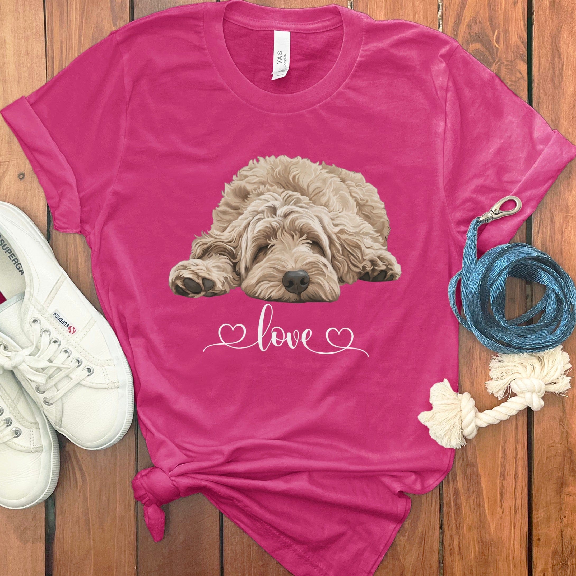 Cream Doodle Heart T-Shirt in Berry / M by Puppy Jo