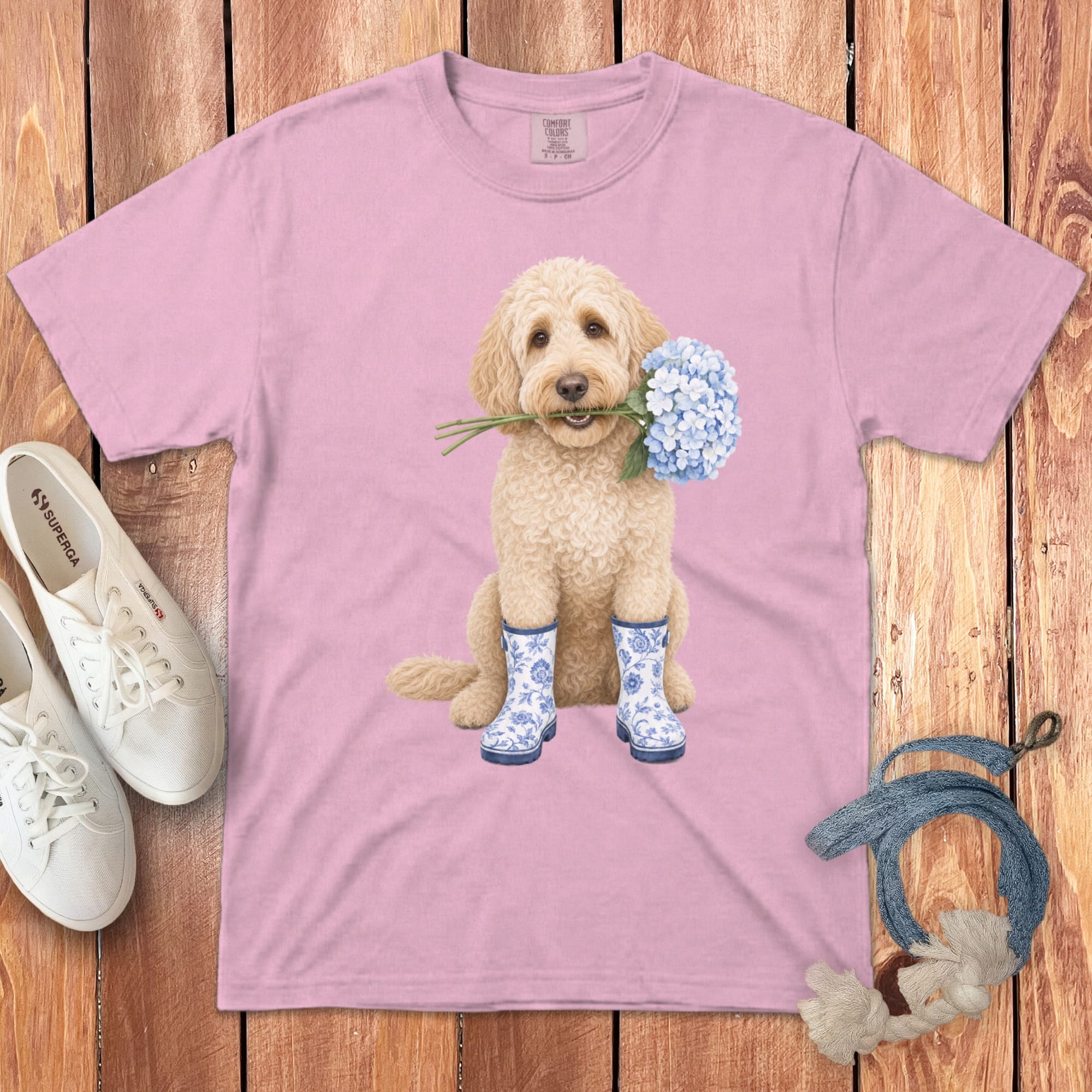 Cream Doodle Hydrangea Signature T-Shirt in Blossom / S by Puppy Jo