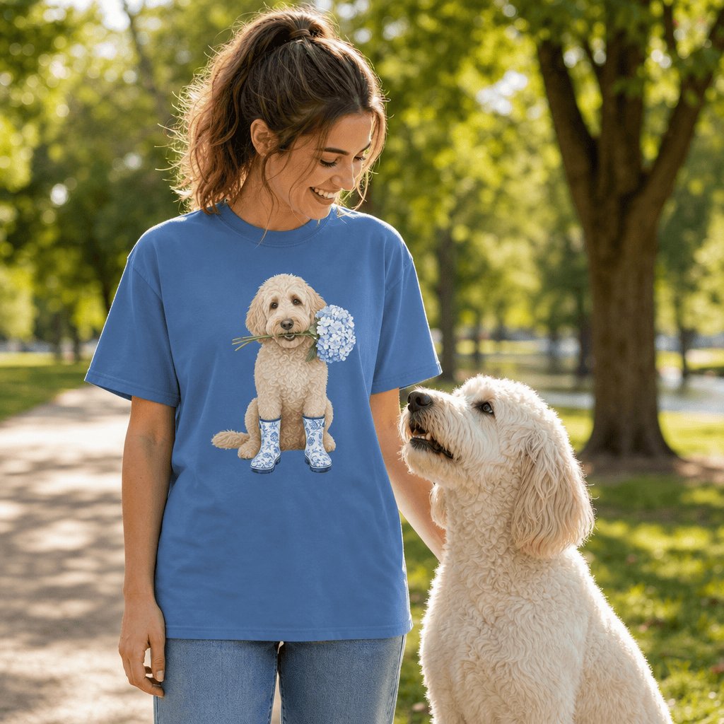 Cream Doodle Hydrangea Signature T-Shirt in by Puppy Jo