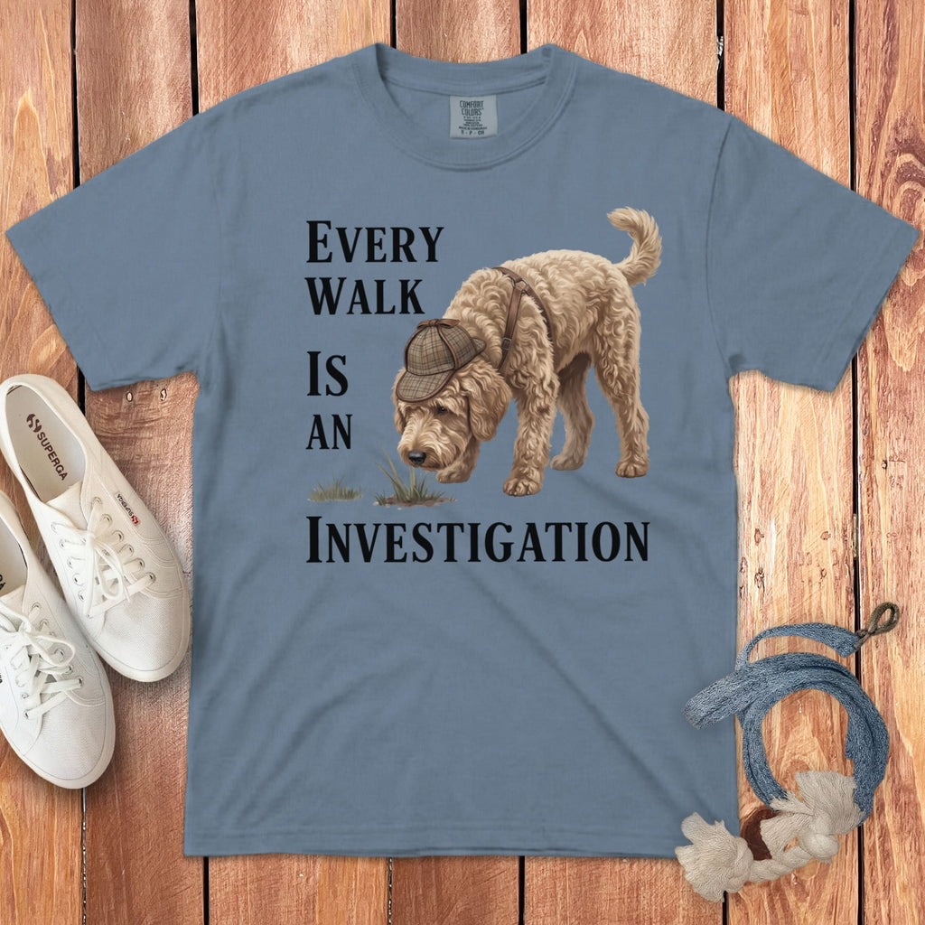Cream Doodle Investigation Signature T-Shirt in Blue Jean / M by Puppy Jo