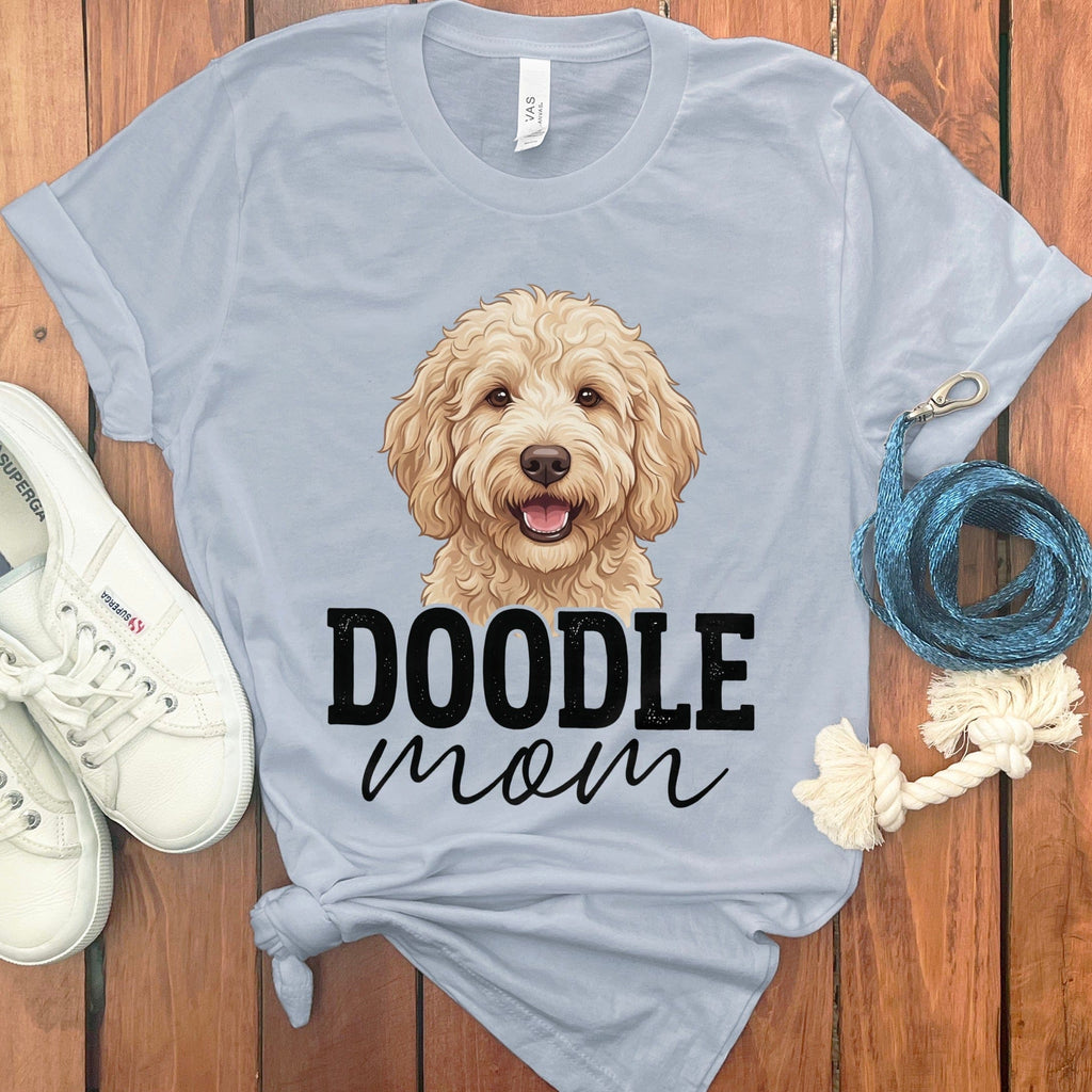 Cream Doodle Mom T-Shirt in Light Blue / M by Puppy Jo