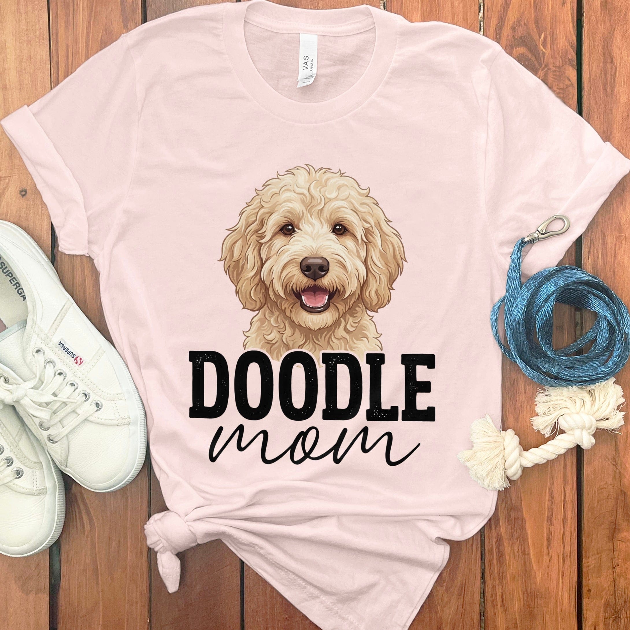 Cream Doodle Mom T-Shirt in Soft Pink / S by Puppy Jo