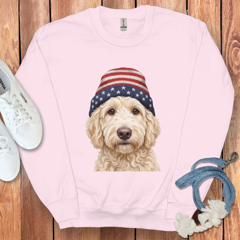 Cream Doodle Patriotic Cap Sweatshirt in Light Pink / M / Sweatshirts by Puppy Jo