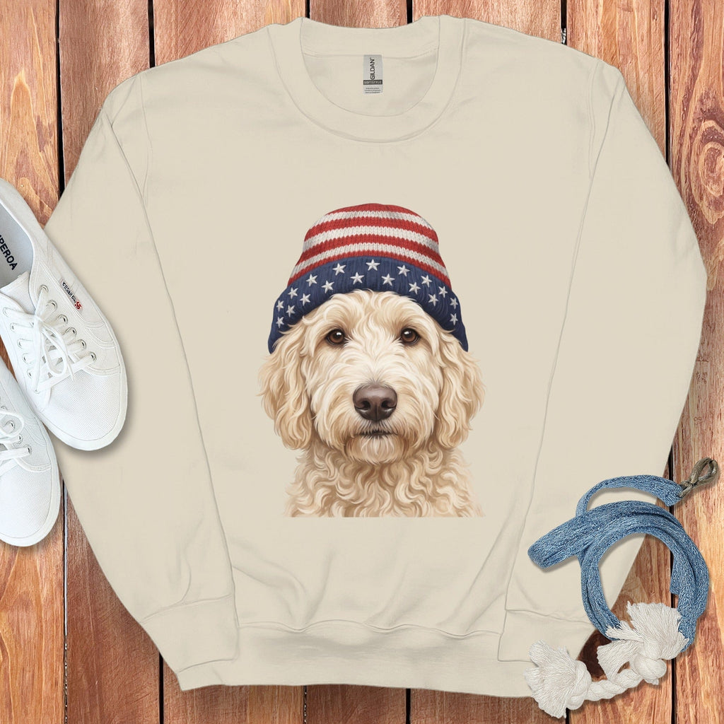 Cream Doodle Patriotic Cap Sweatshirt in Sand / M / Sweatshirts by Puppy Jo
