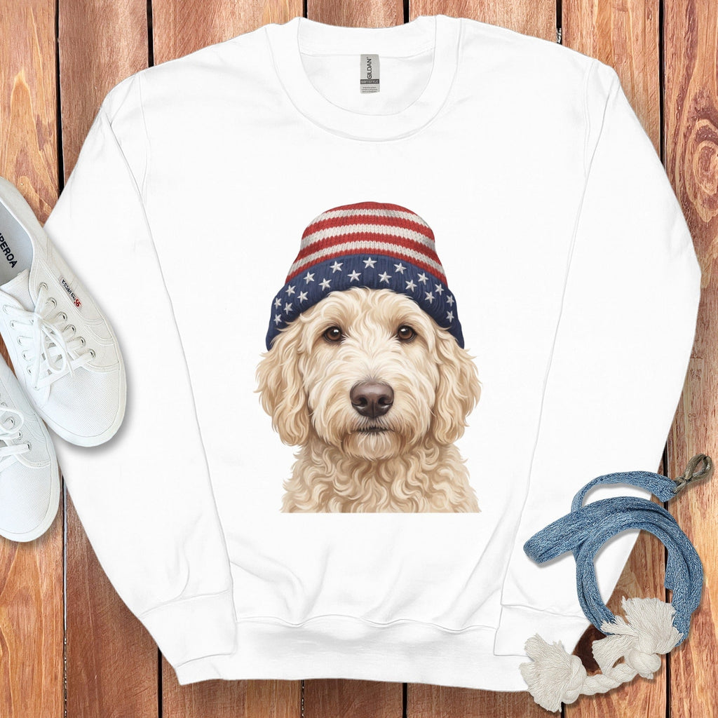 Cream Doodle Patriotic Cap Sweatshirt in White / M / Sweatshirts by Puppy Jo