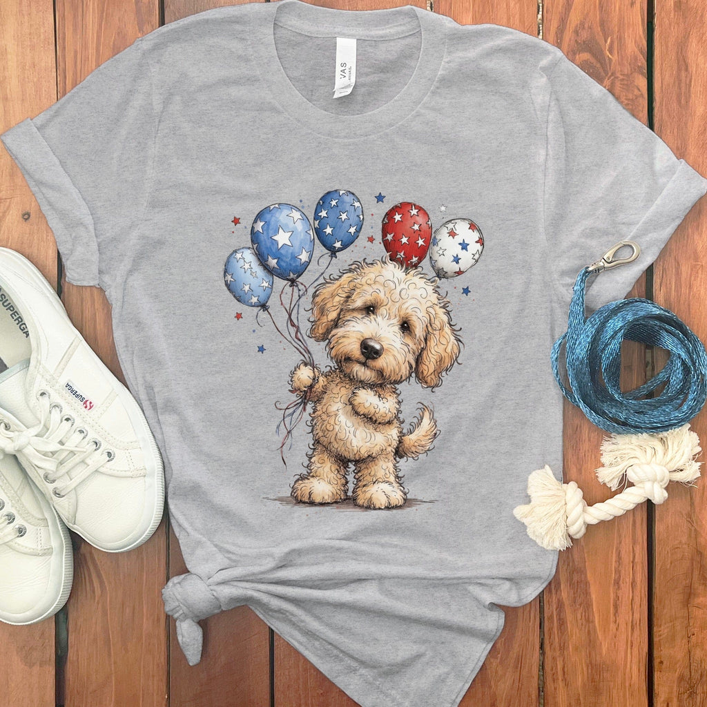 Cream Doodle Patriotic T-Shirt in Athletic Heather / S by Puppy Jo