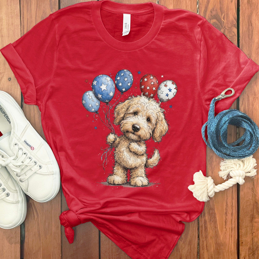 Cream Doodle Patriotic T-Shirt in Red / S by Puppy Jo