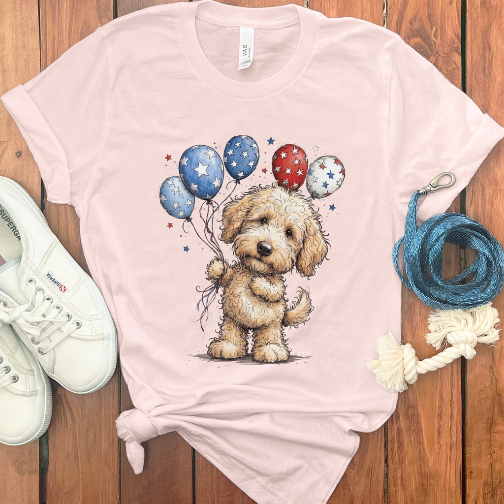 Cream Doodle Patriotic T-Shirt in Soft Pink / S by Puppy Jo