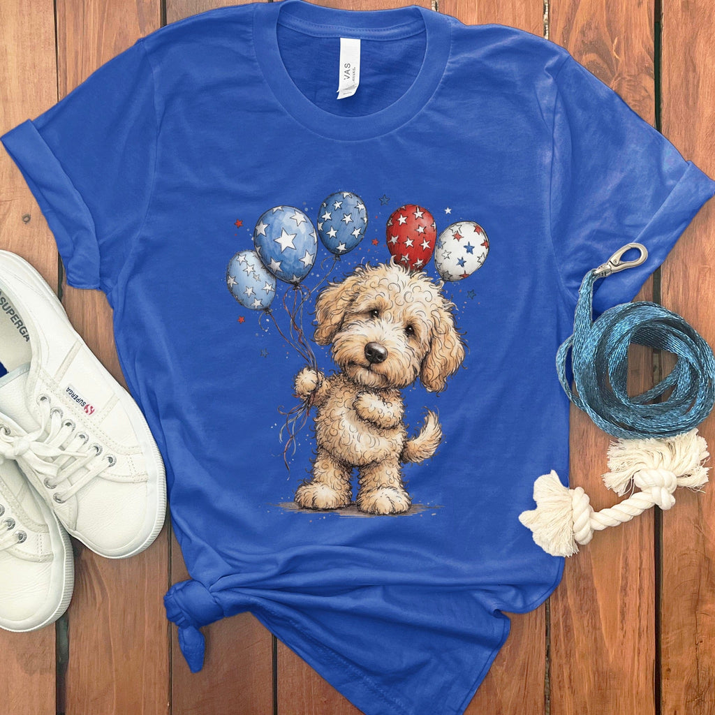 Cream Doodle Patriotic T-Shirt in True Royal / S by Puppy Jo