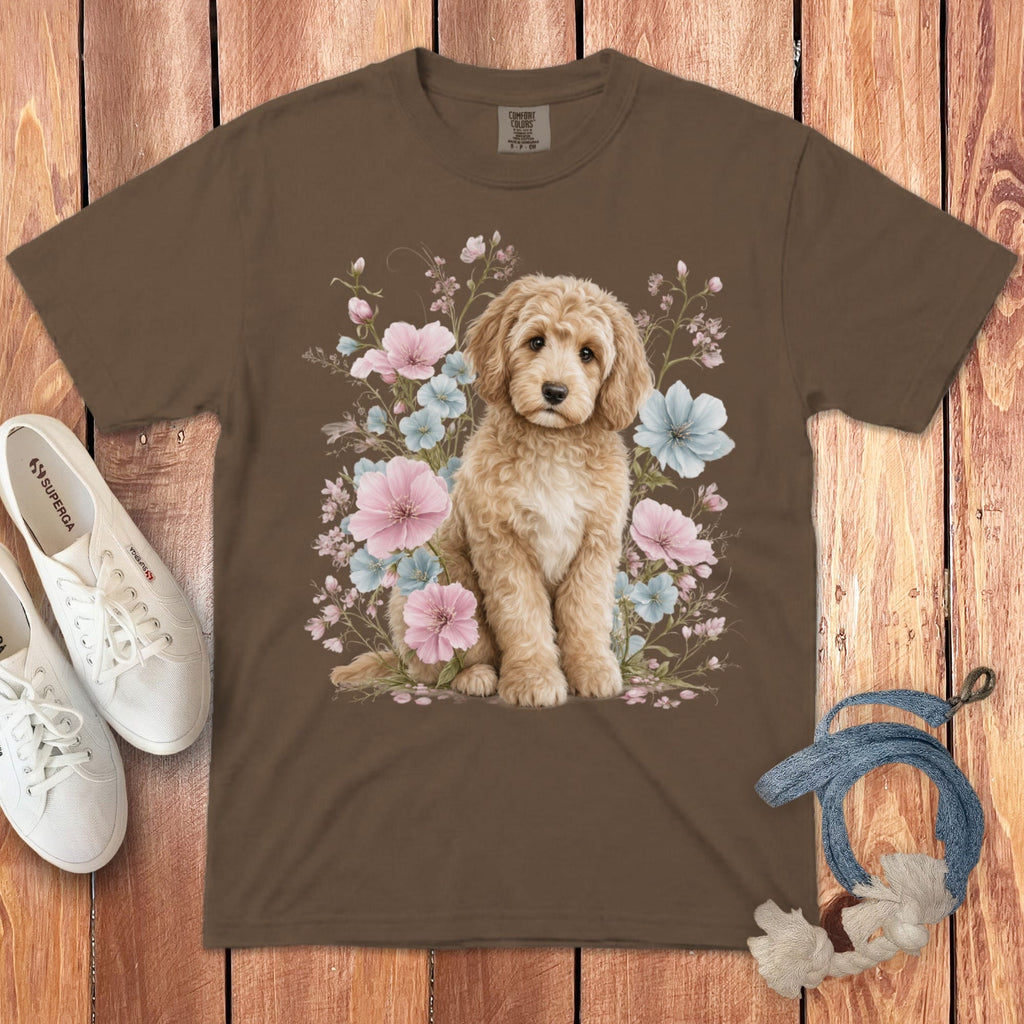 Cream Doodle Pink Floral Signature T-Shirt in Espresso / S by Puppy Jo