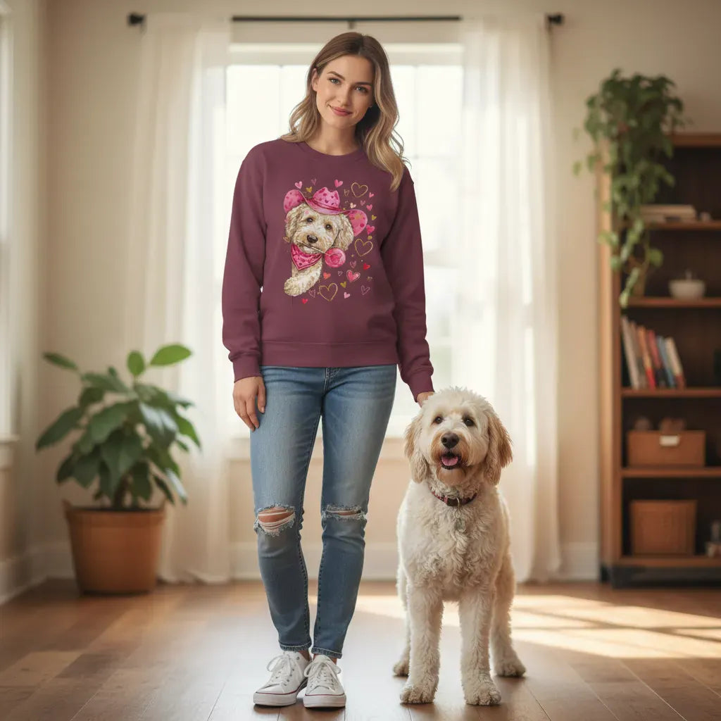 Cream Doodle Valentine Cowboy Sweatshirt in by Puppy Jo
