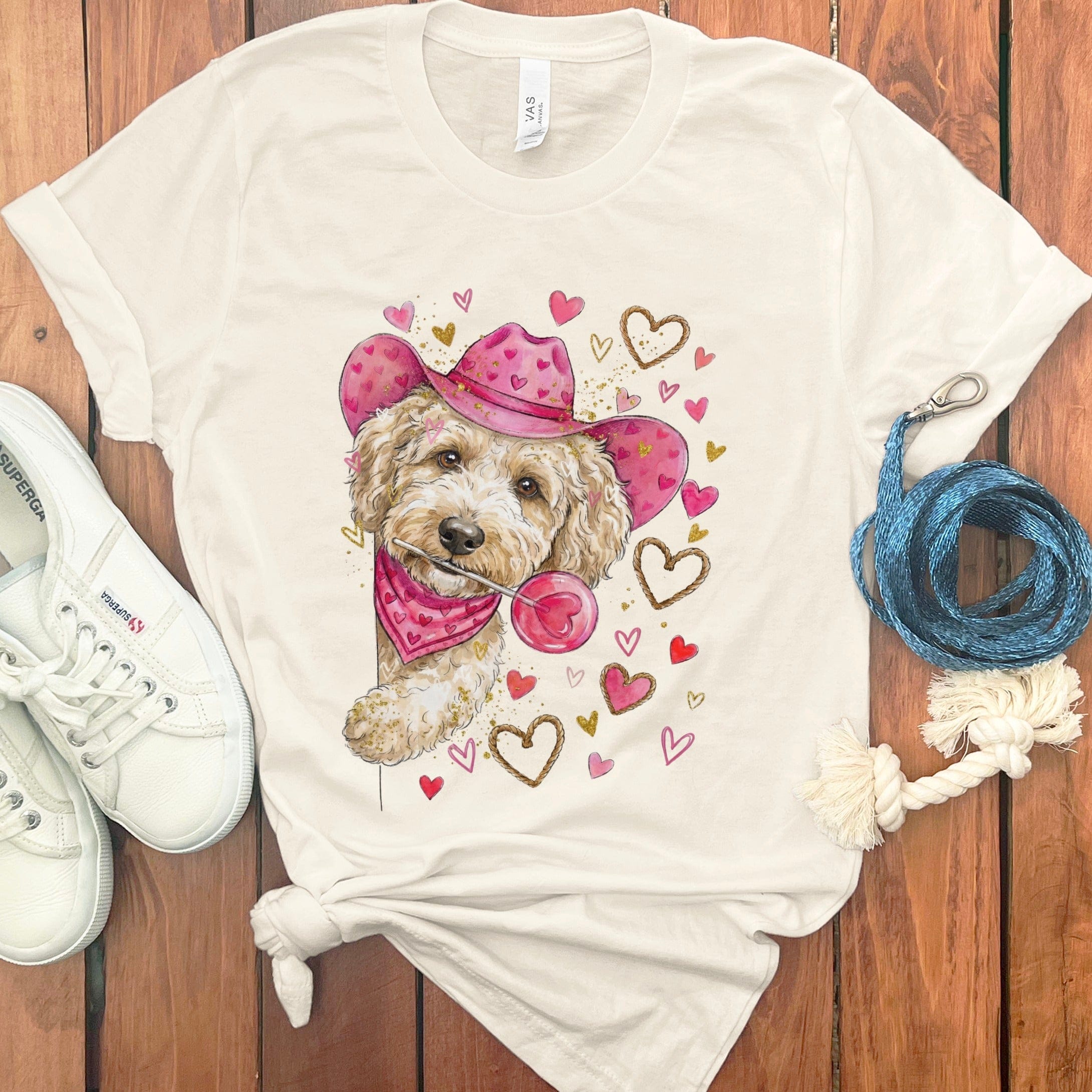 Cream Doodle Valentine Cowboy T-Shirt in Natural / S by Puppy Jo