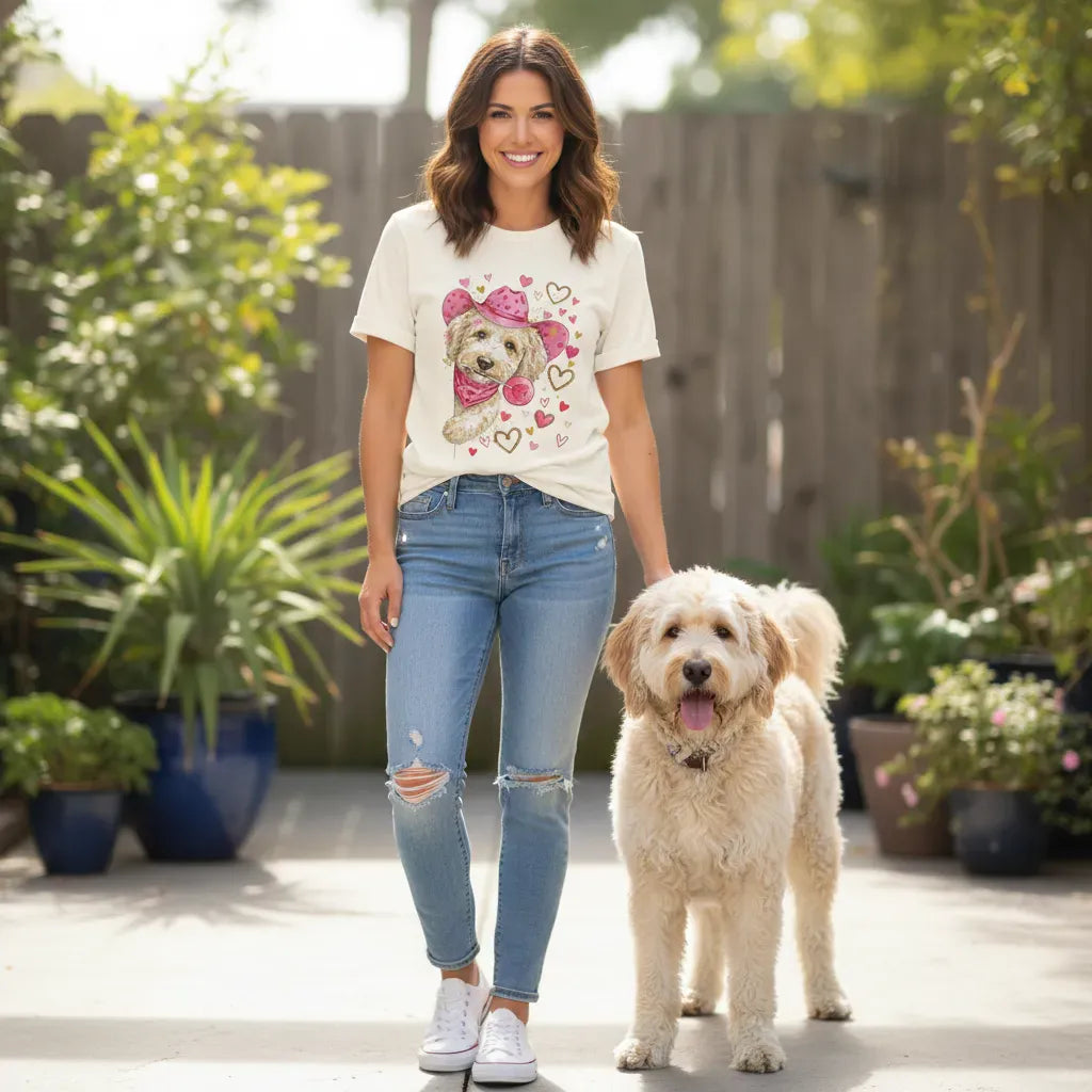 Cream Doodle Valentine Cowboy T-Shirt in by Puppy Jo