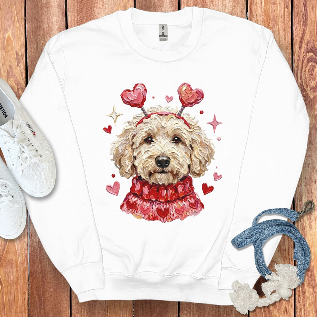 Cream Doodle Valentine Sweatshirt in White / S by Puppy Jo