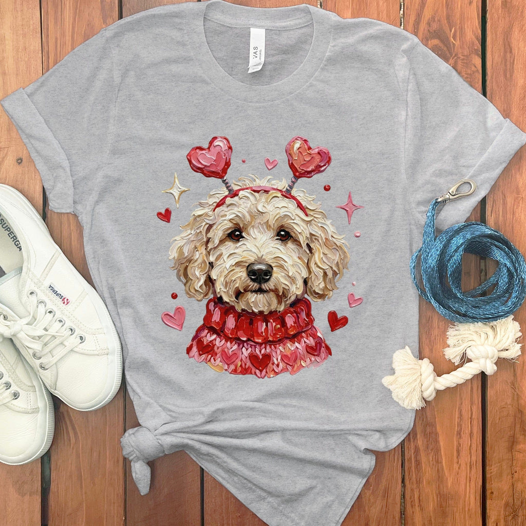 Cream Doodle Valentine T-Shirt in Athletic Heather / S by Puppy Jo