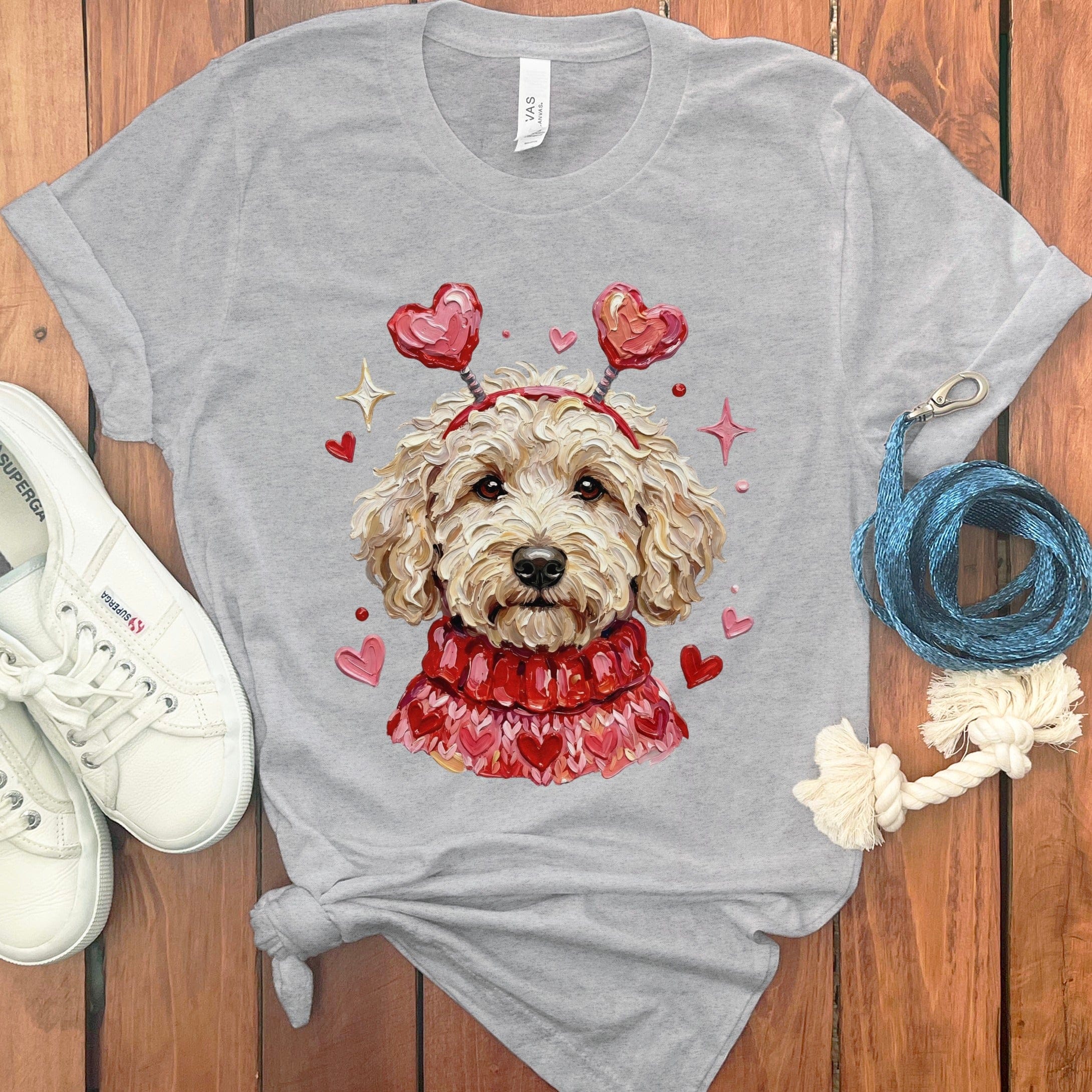 Cream Doodle Valentine T-Shirt in Athletic Heather / S by Puppy Jo