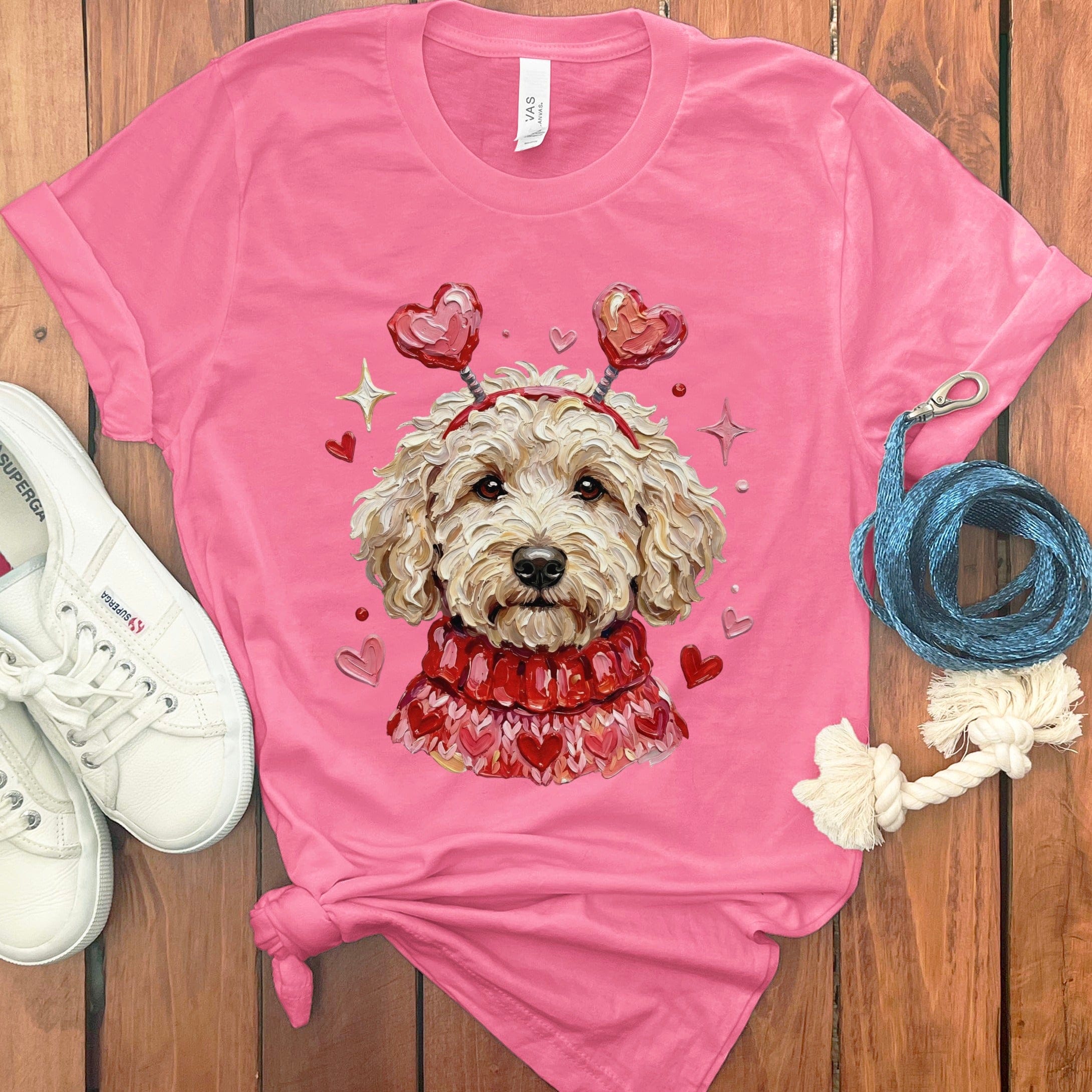 Cream Doodle Valentine T-Shirt in Charity Pink / S by Puppy Jo