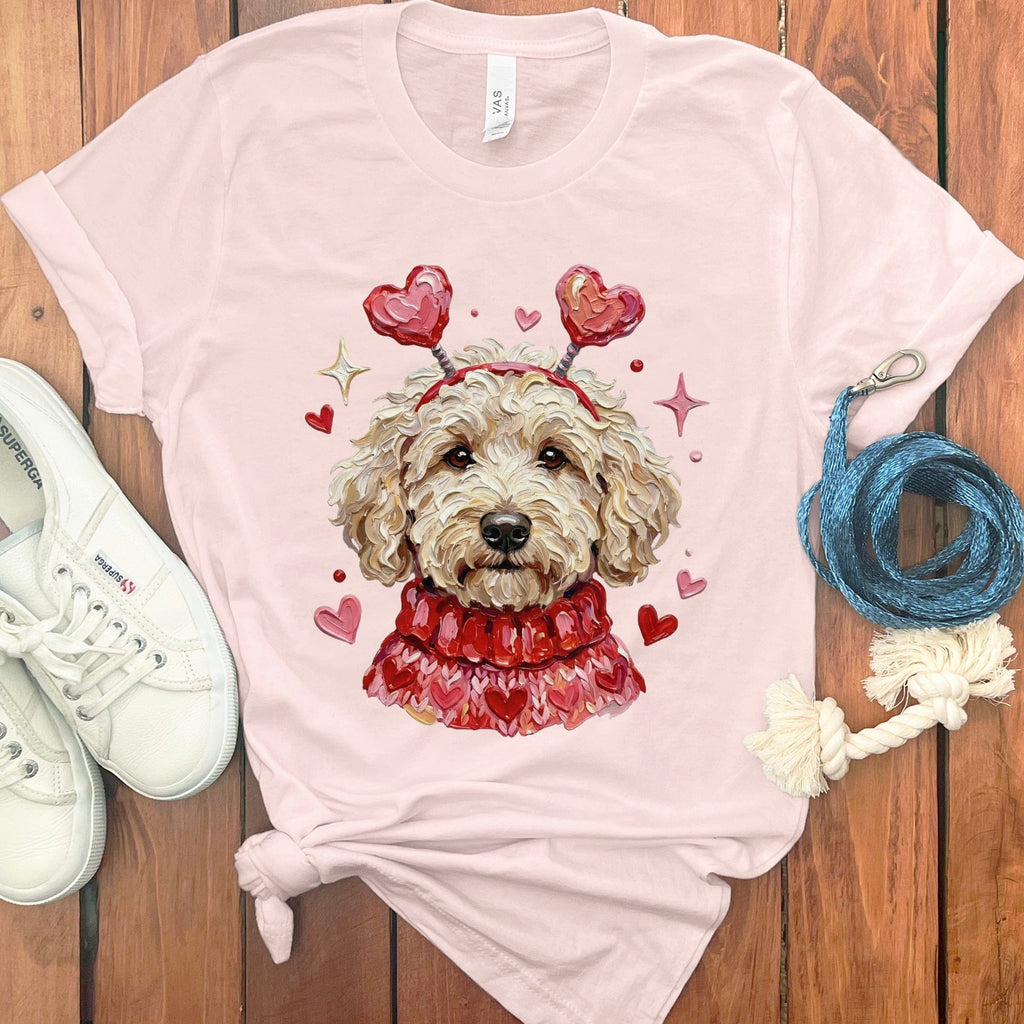 Cream Doodle Valentine T-Shirt in Soft Pink / S by Puppy Jo