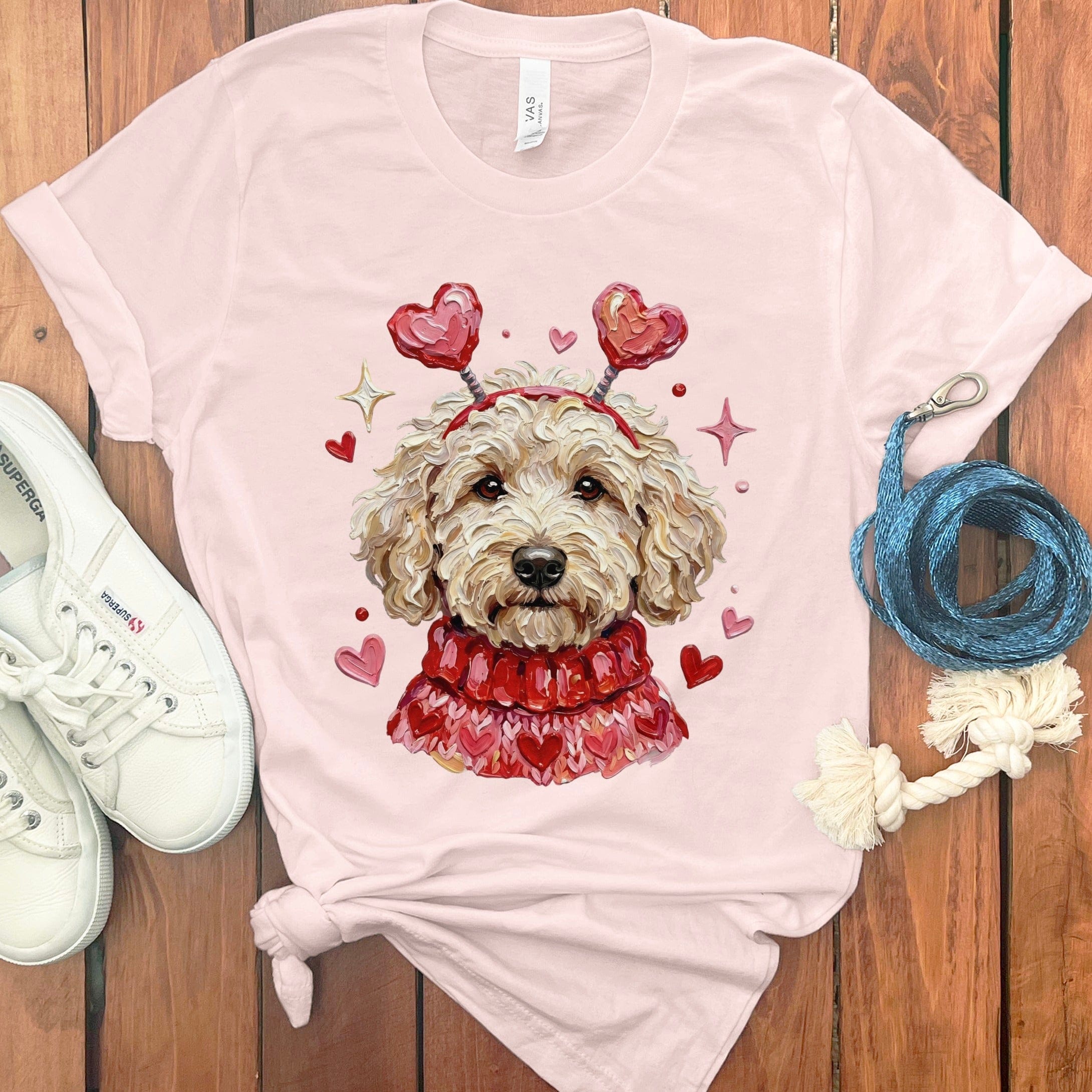 Cream Doodle Valentine T-Shirt in Soft Pink / S by Puppy Jo