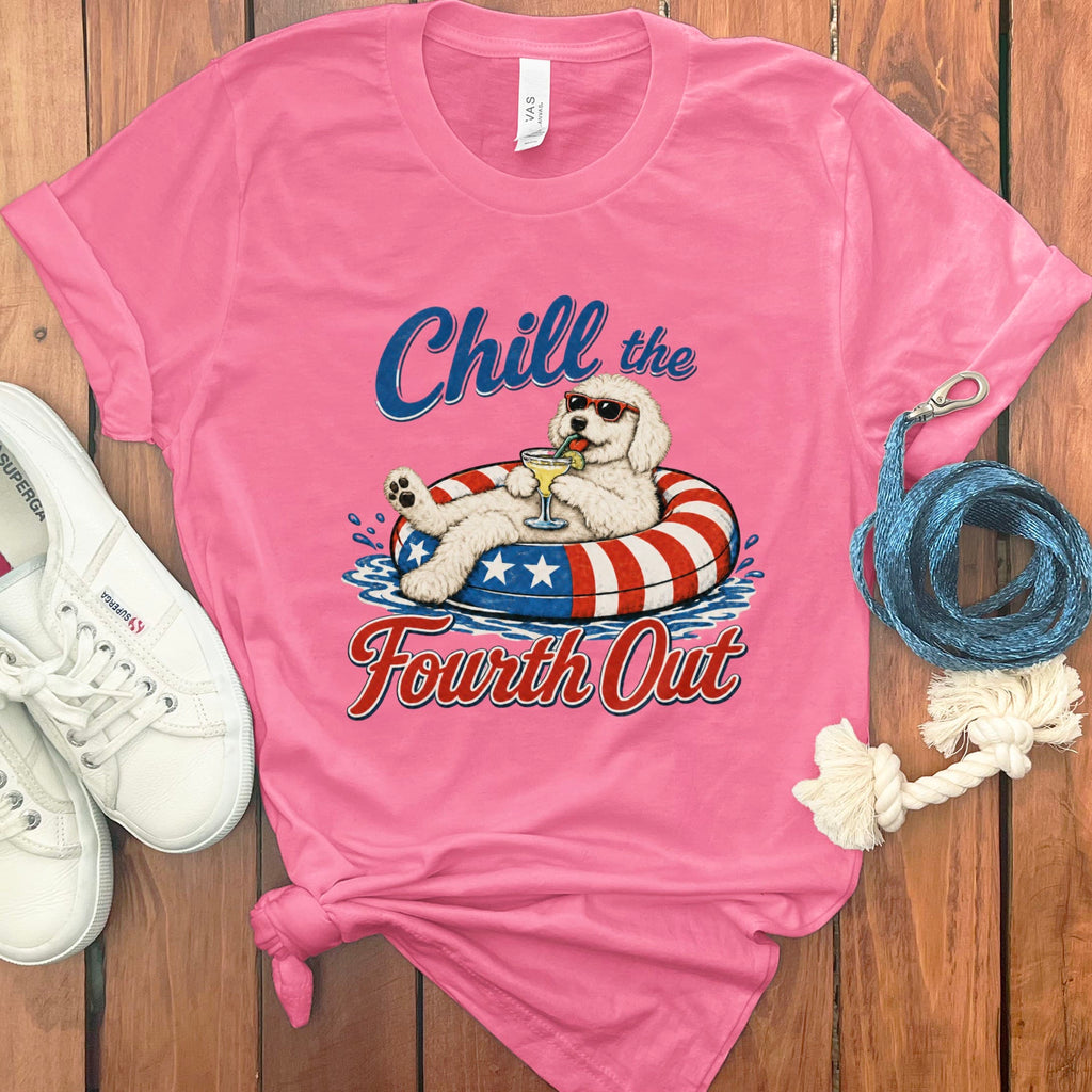 Cream Goldendoodle Chill T-Shirt in Charity Pink / S by Puppy Jo