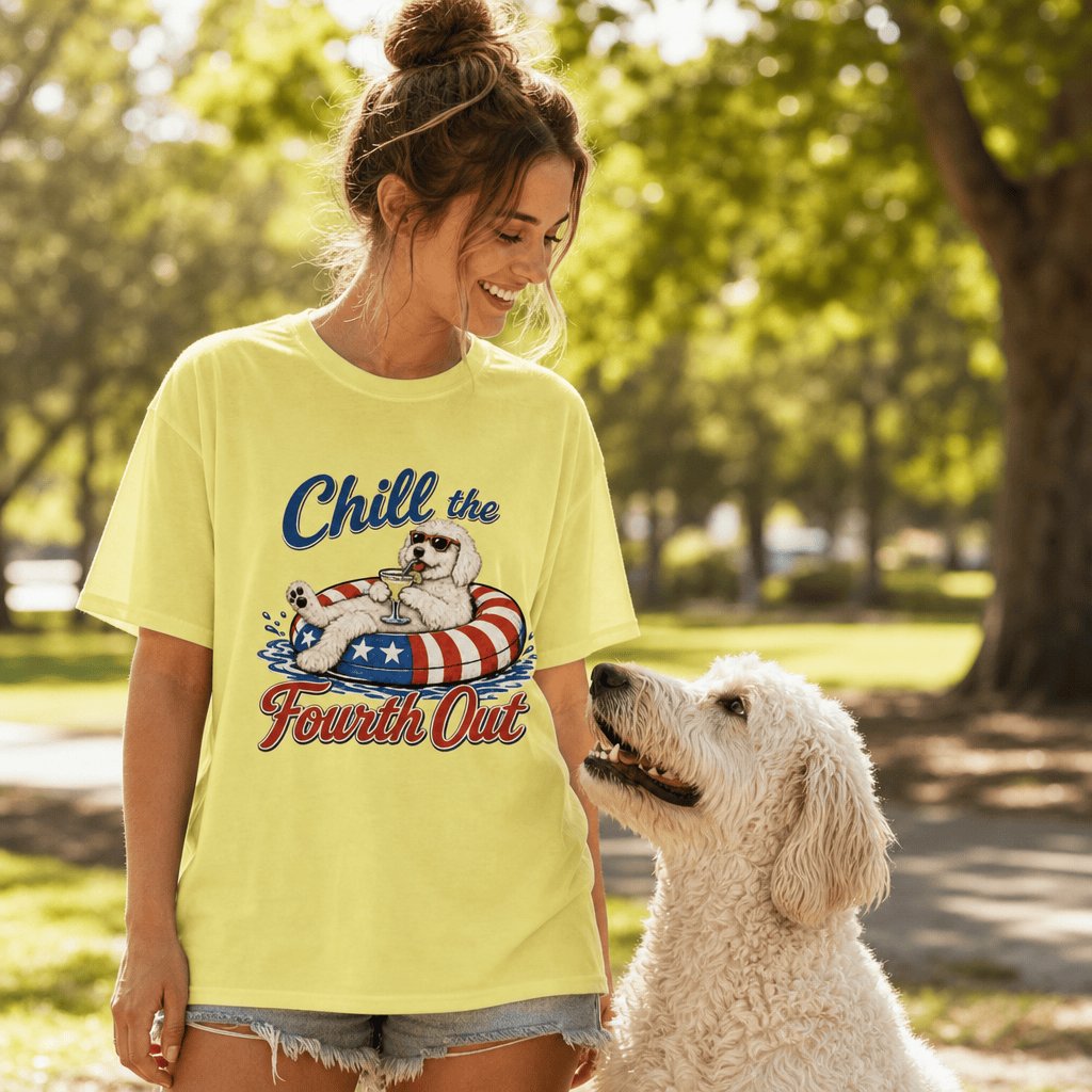 Cream Goldendoodle Chill T-Shirt in by Puppy Jo