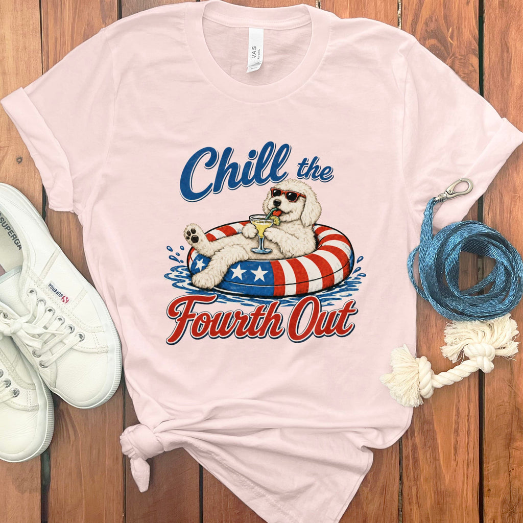 Cream Goldendoodle Chill T-Shirt in Soft Pink / S by Puppy Jo
