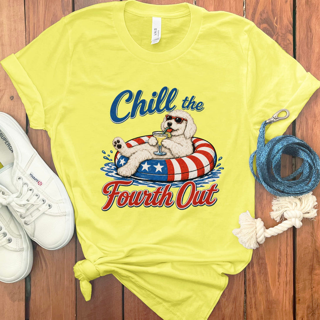 Cream Goldendoodle Chill T-Shirt in Yellow / S by Puppy Jo