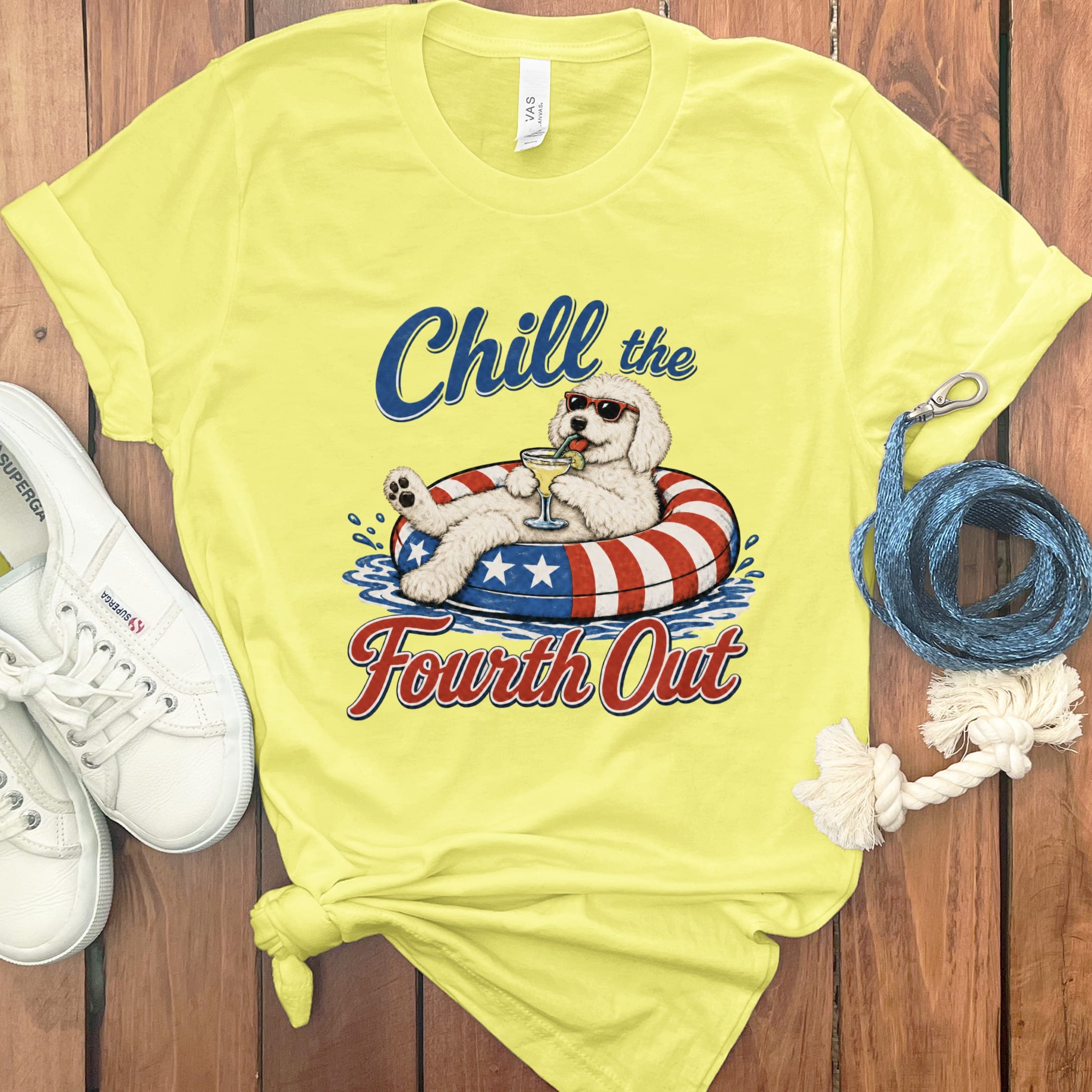 Cream Goldendoodle Chill T-Shirt in Yellow / S by Puppy Jo