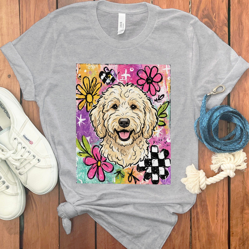 Cream Goldendoodle Color Pop T-Shirt in Athletic Heather / S by Puppy Jo