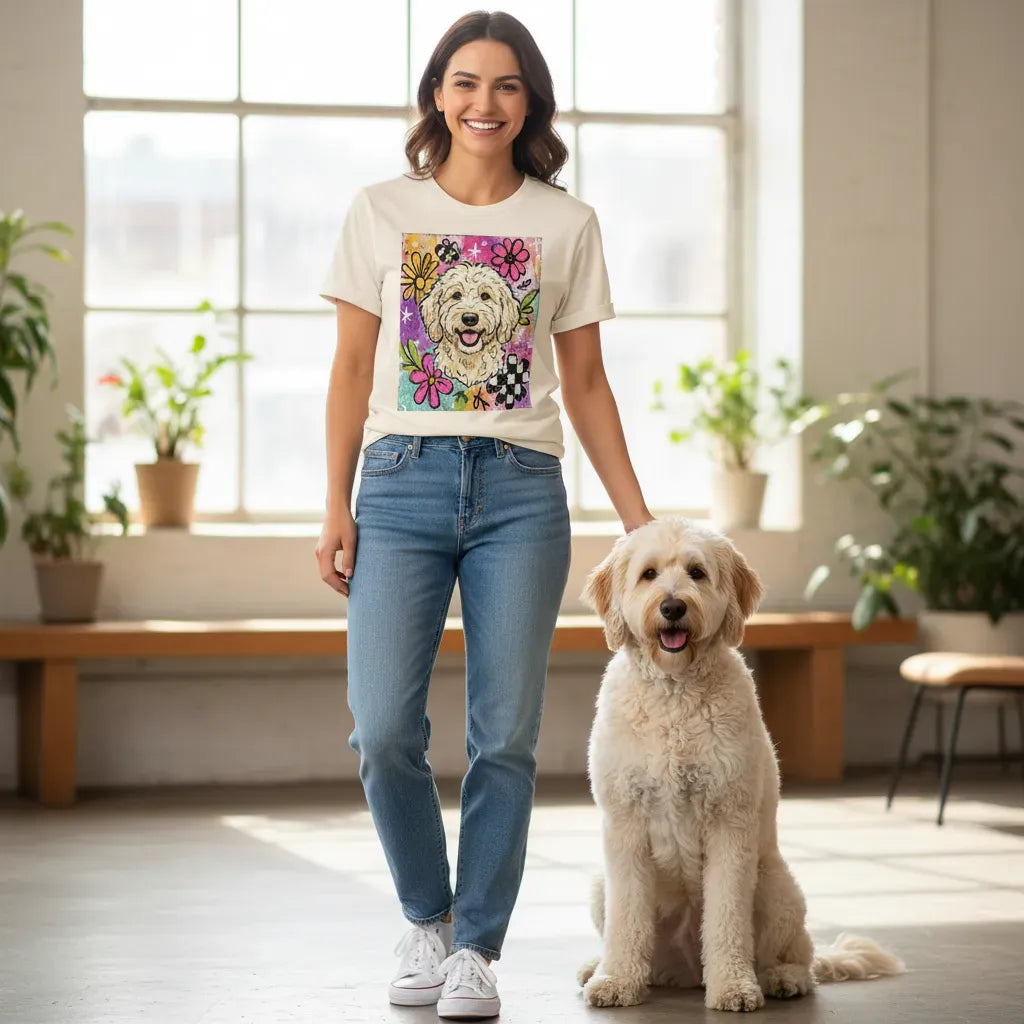Cream Goldendoodle Color Pop T-Shirt in by Puppy Jo