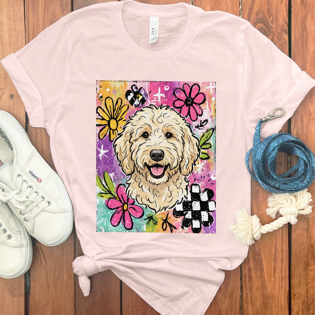 Cream Goldendoodle Color Pop T-Shirt in Soft Pink / S by Puppy Jo