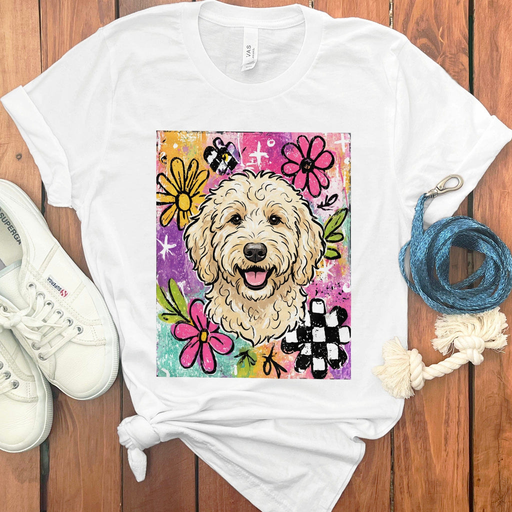 Cream Goldendoodle Color Pop T-Shirt in White / S by Puppy Jo