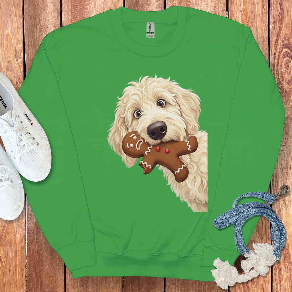 Cream Goldendoodle Cookie Thief Sweatshirt in Irish Green / S by Puppy Jo