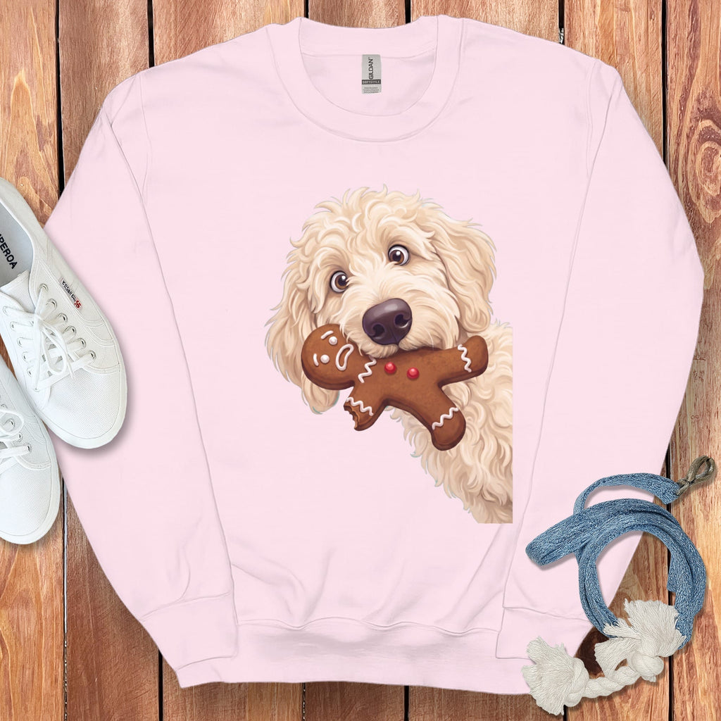 Cream Goldendoodle Cookie Thief Sweatshirt in Light Pink / S by Puppy Jo
