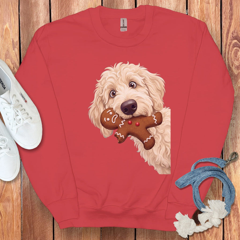 Cream Goldendoodle Cookie Thief Sweatshirt in Red / S by Puppy Jo