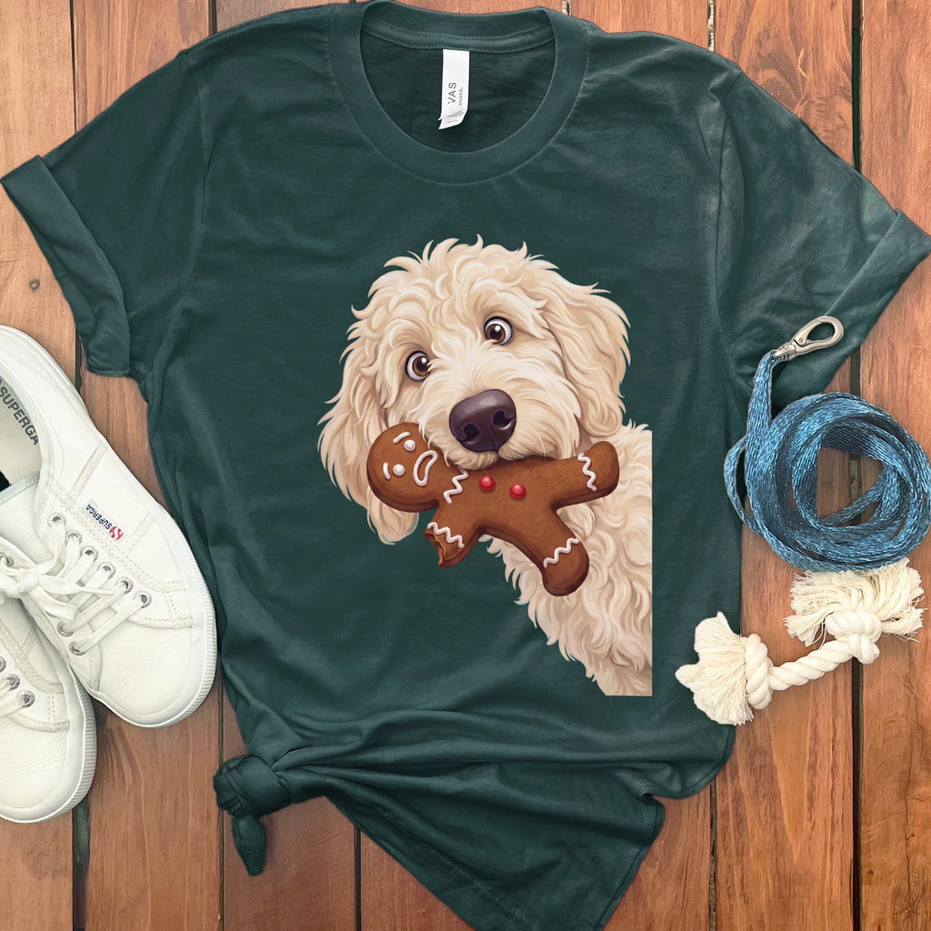 Cream Goldendoodle Cookie Thief T-Shirt in Forest / S by Puppy Jo