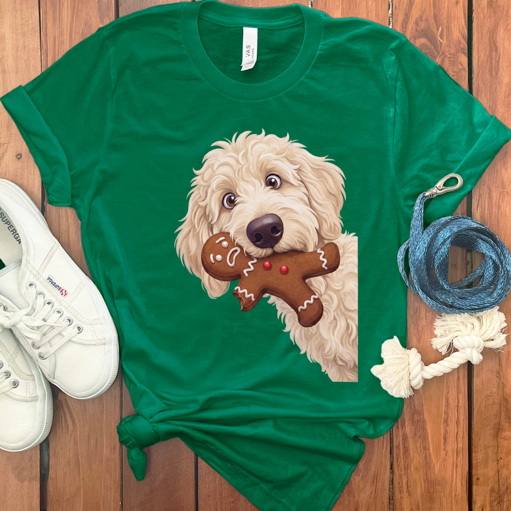 Cream Goldendoodle Cookie Thief T-Shirt in Kelly / S by Puppy Jo