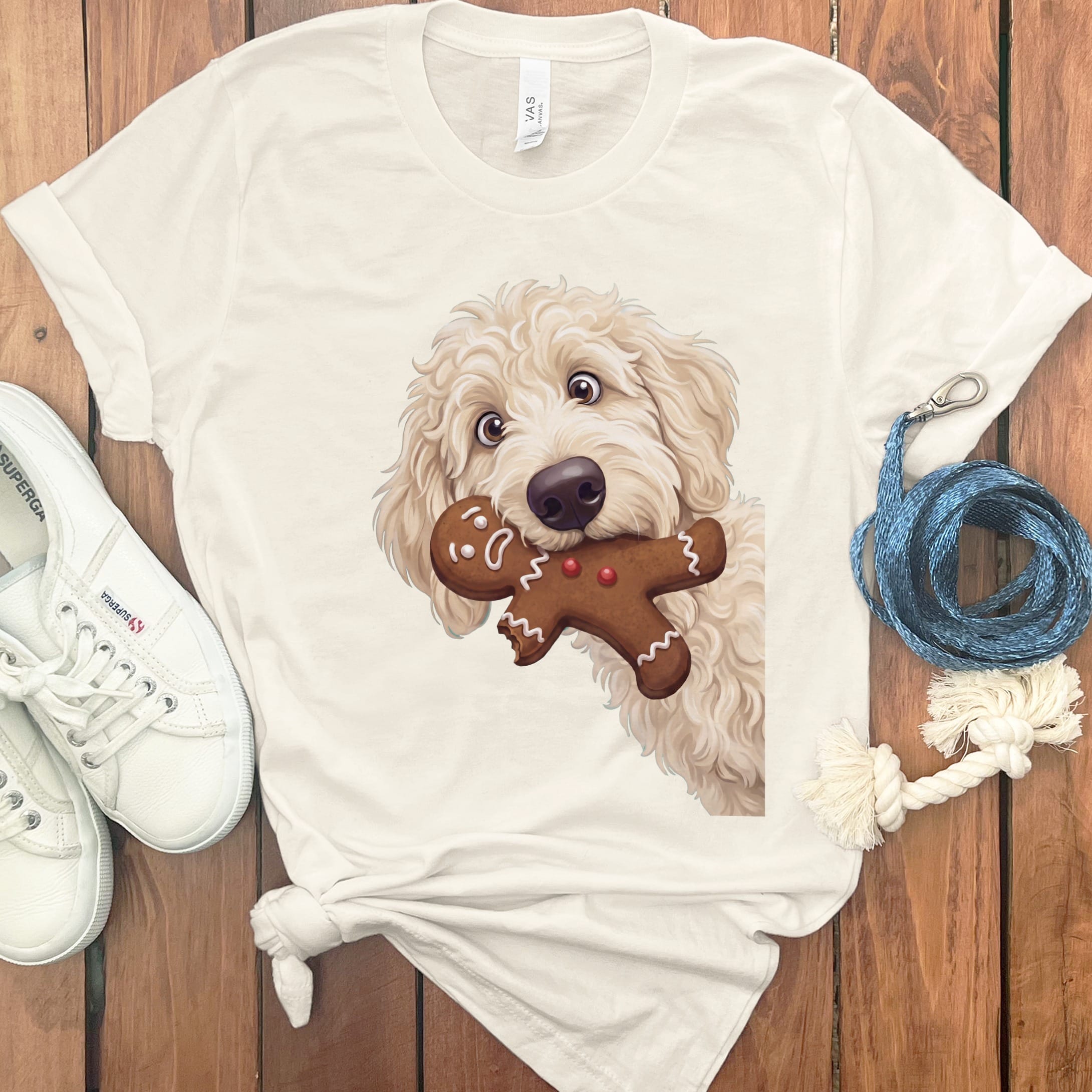 Cream Goldendoodle Cookie Thief T-Shirt in Natural / S by Puppy Jo