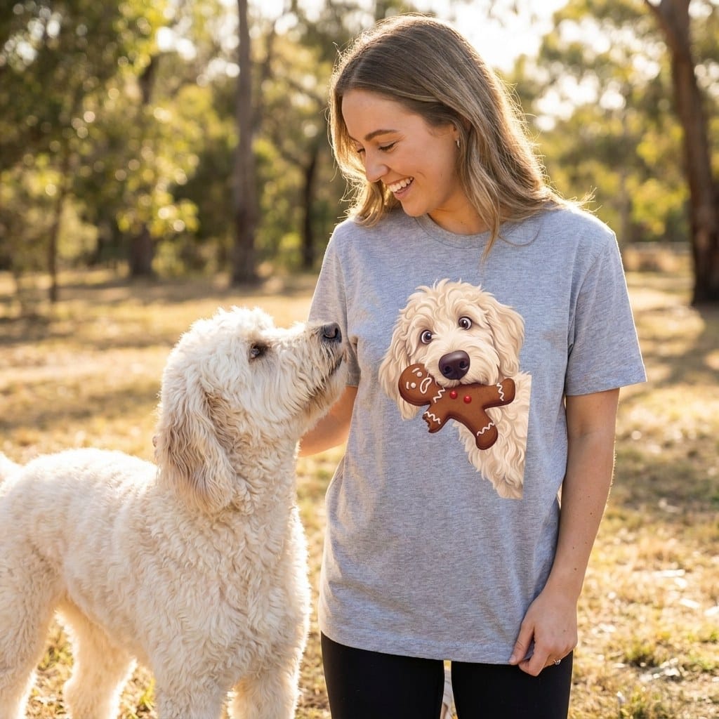 Cream Goldendoodle Cookie Thief T-Shirt in by Puppy Jo