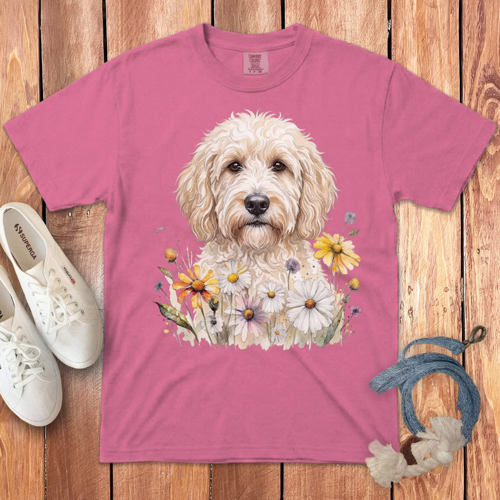 Cream Goldendoodle Daisy Signature T-Shirt in 2XL / Crunchberry by Puppy Jo