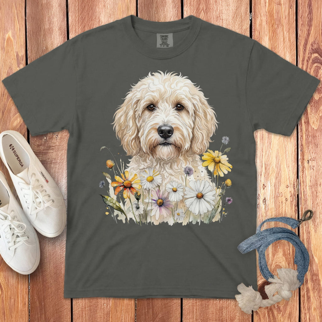 Cream Goldendoodle Daisy Signature T-Shirt in 2XL / Pepper by Puppy Jo