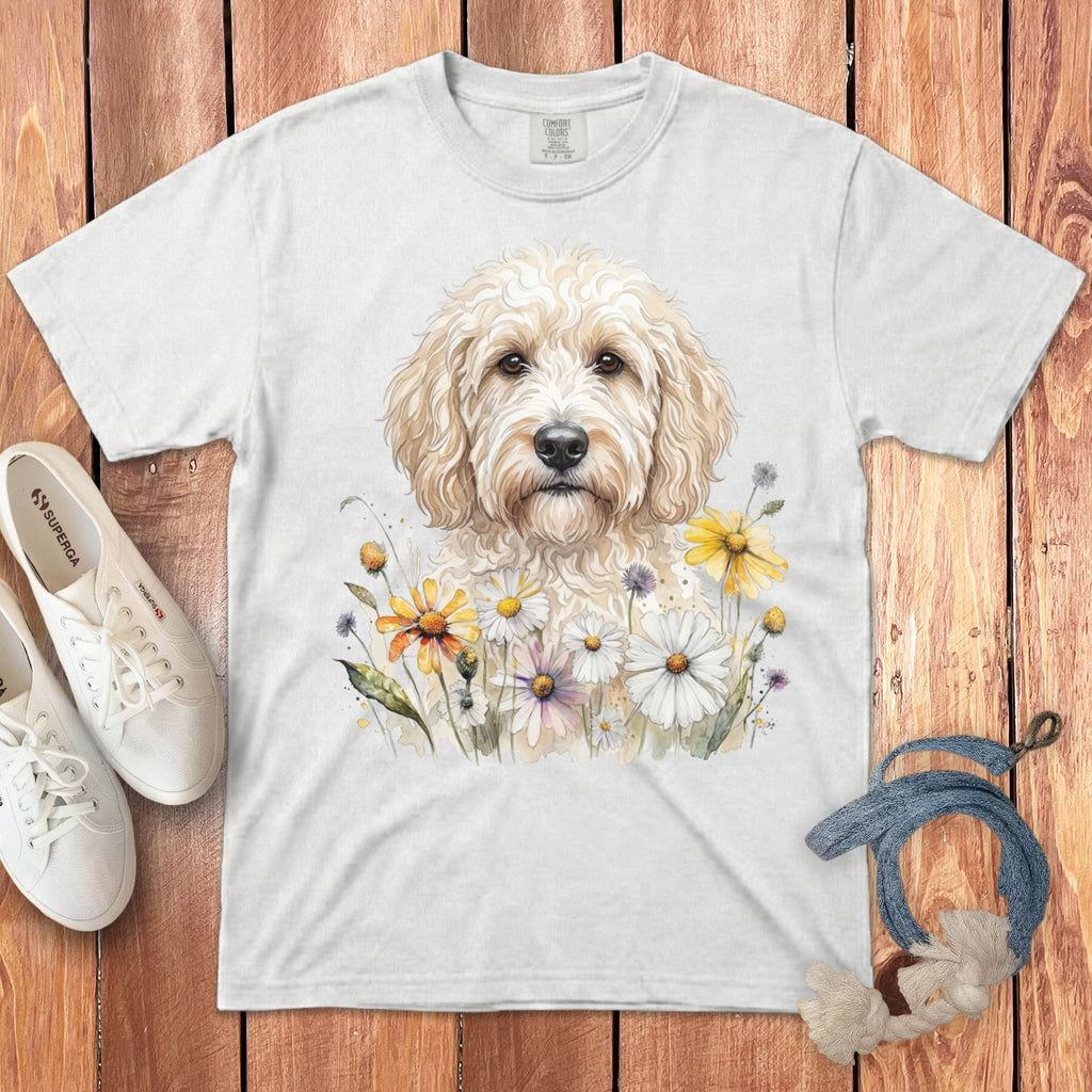 Cream Goldendoodle Daisy Signature T-Shirt in 2XL / White by Puppy Jo