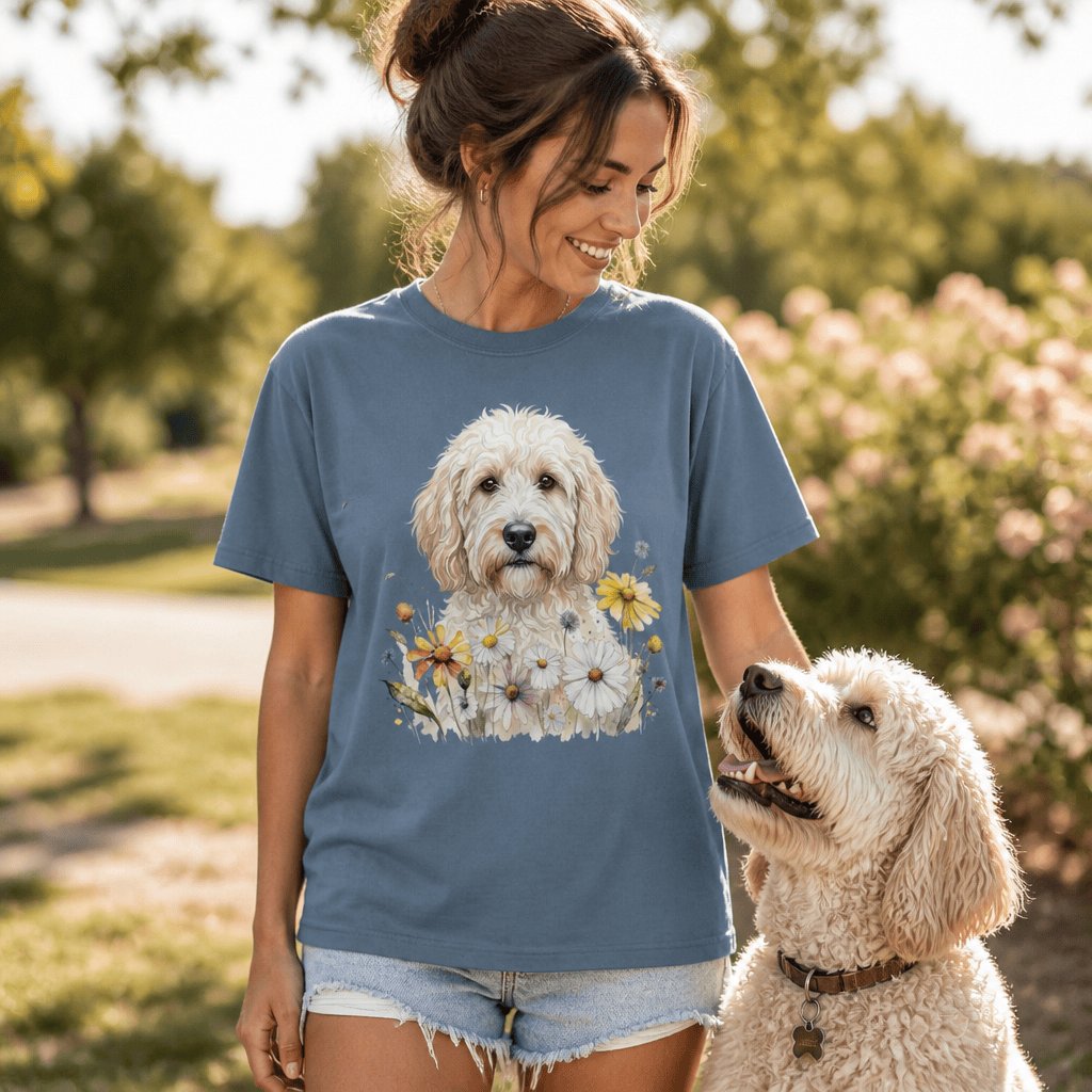 Cream Goldendoodle Daisy Signature T-Shirt in by Puppy Jo